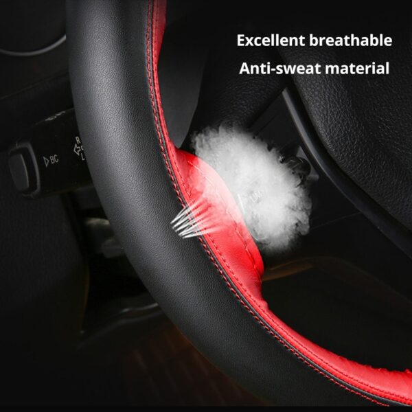 AUTOYOUTH Microfiber Leather Steering Wheel Cover Automotive Interior Accessories Decorate 15 Inch Universal Anti-Slip DIY Sport
