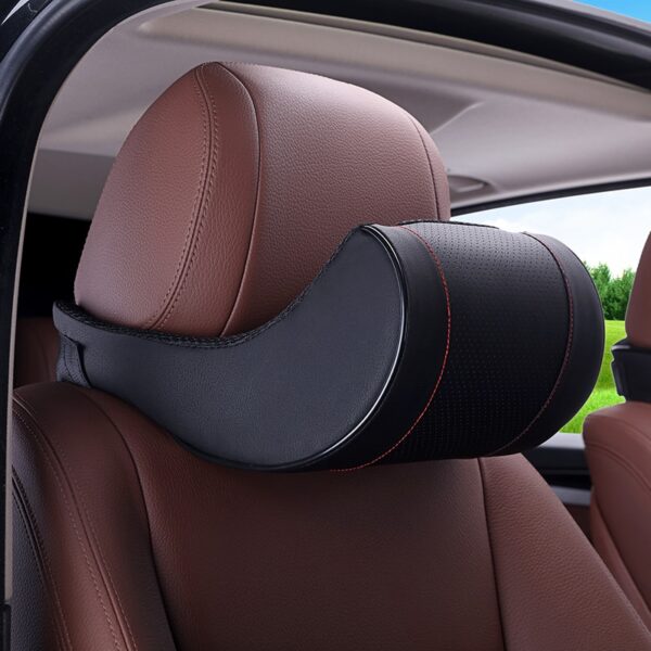 AUTOYOUTH Car Neck Pillow Memory Foam Pillow 1PCS PU Leather Car Auto Seat Neck Rest Black Seat Headrest Cushion High Quality