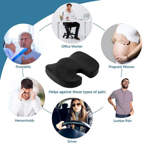 AUTOYOUTH Seat Cushion Pad Black Coccyx Orthopedic Seat Cushion Lumbar Support Comfort Memory Foam Pad For Chair Car Office Home